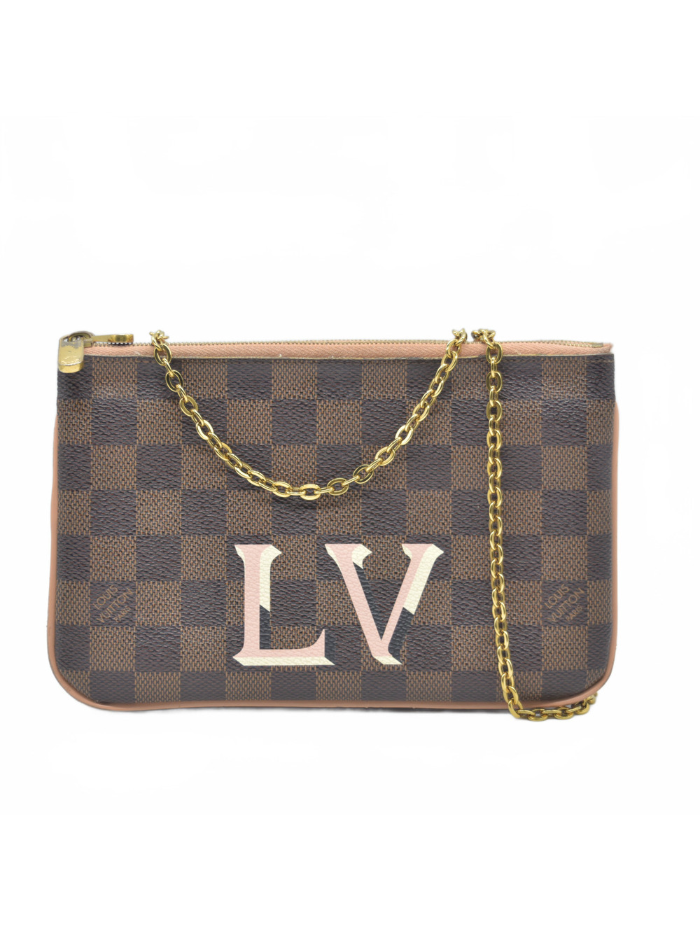$1420 2020 Louis Vuitton Double Zip Pochette Damier MI0220